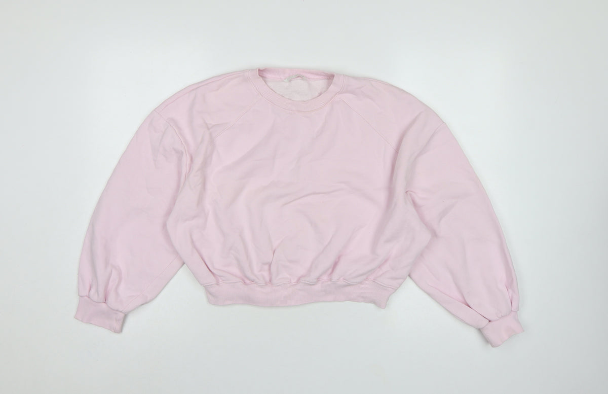Zara Women Pink S Pullover Sweatshirt Crew Neck Raglan Sleeve