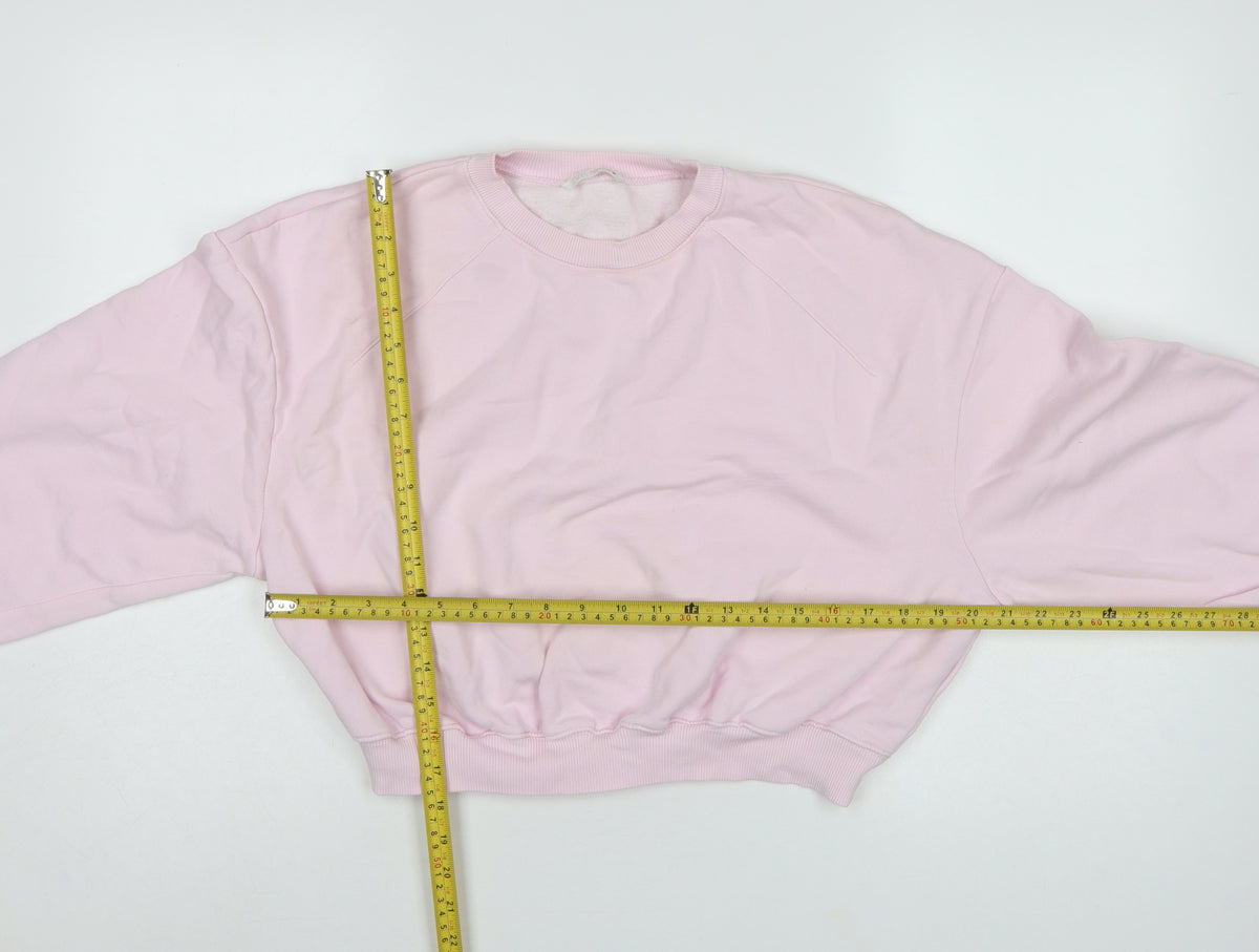 Zara Women Pink S Pullover Sweatshirt Crew Neck Raglan Sleeve