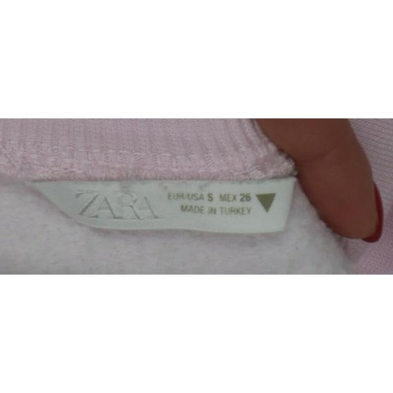 Zara Women Pink S Pullover Sweatshirt Crew Neck Raglan Sleeve