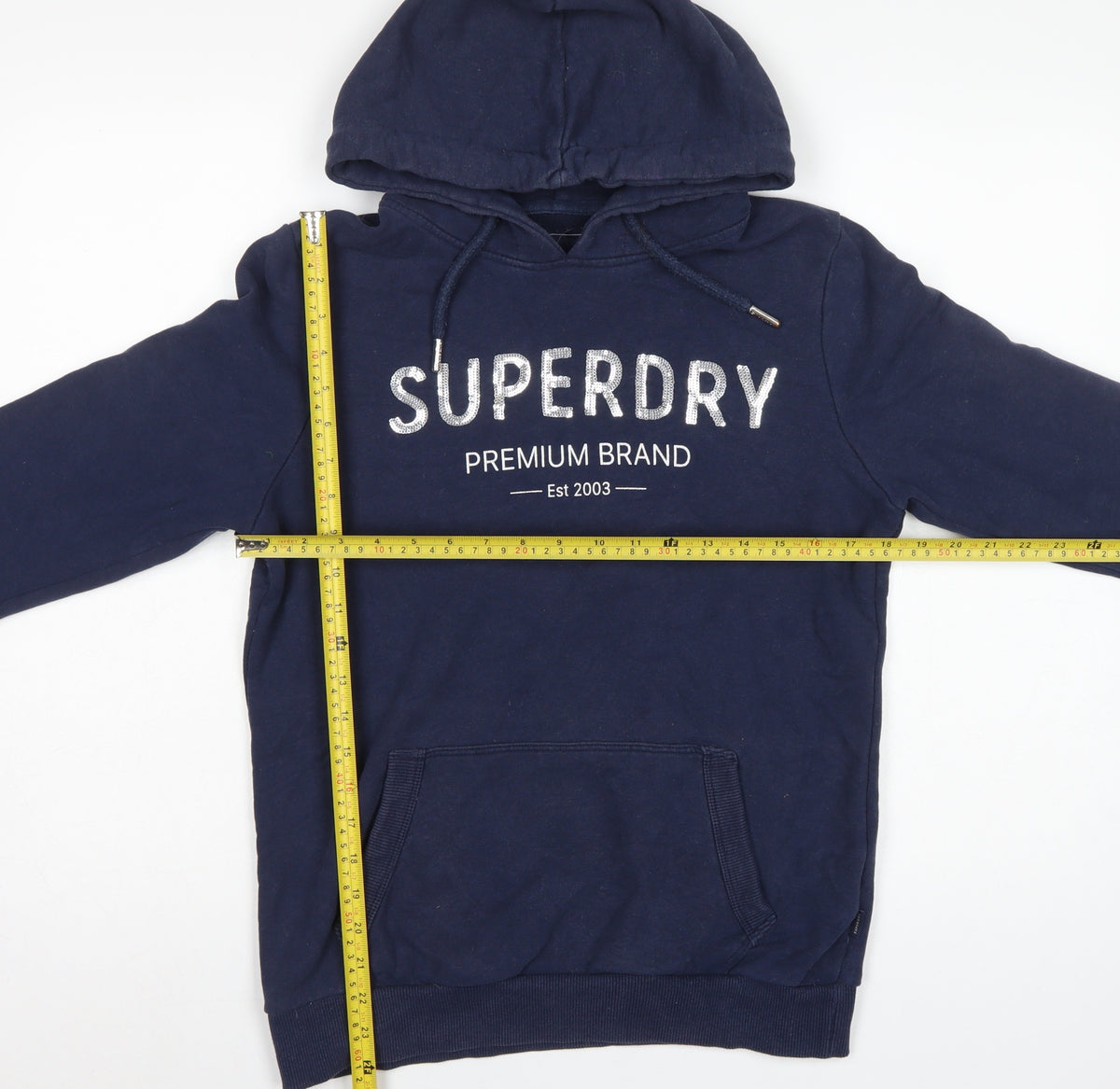 Superdry Women’s Navy UK 14 Pullover Hoodie Logo Pocket Drawstring