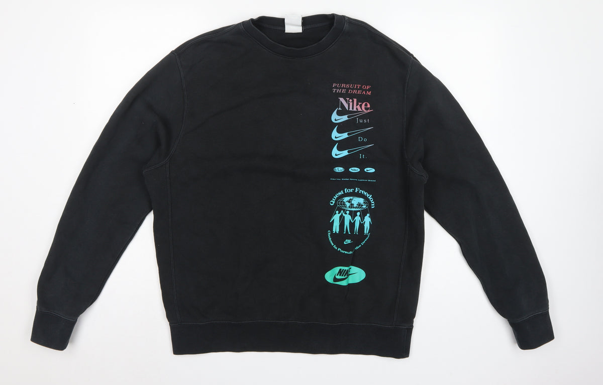 Nike Men’s Black M Graphic Print Fleece Pullover Sweatshirt