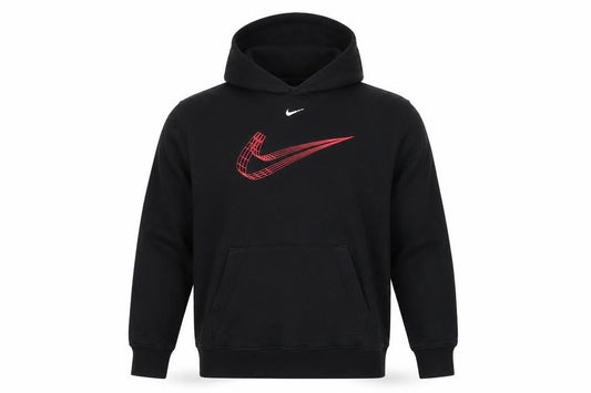 Nike Men Black M Pullover Hoodie Graphic Logo Fleece Pockets