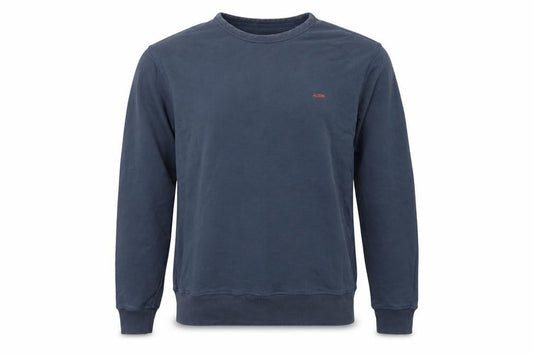 Aubin Men’s Blue L Garment Dyed Crew Neck Logo Pullover Sweatshirt
