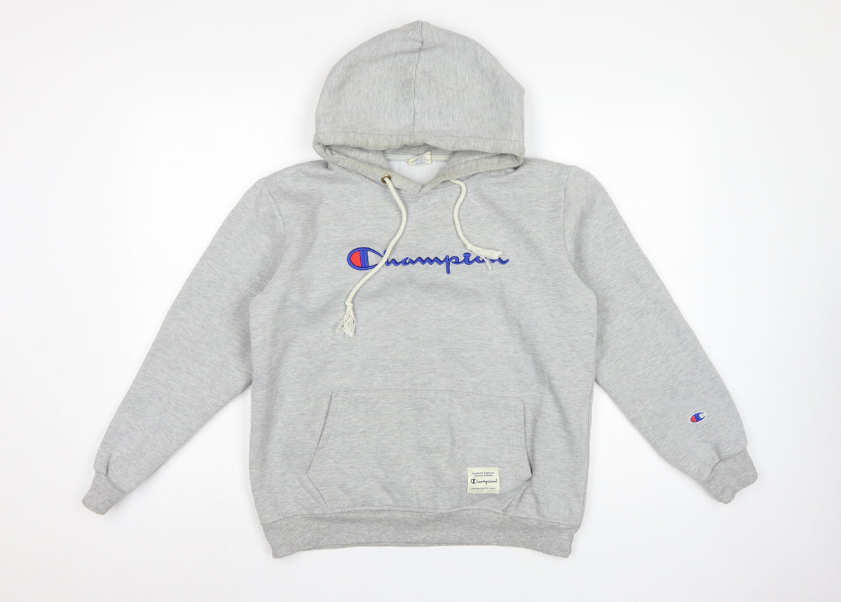 Champion Women Grey Large Pullover Hoodie Embroidered Logo Pockets