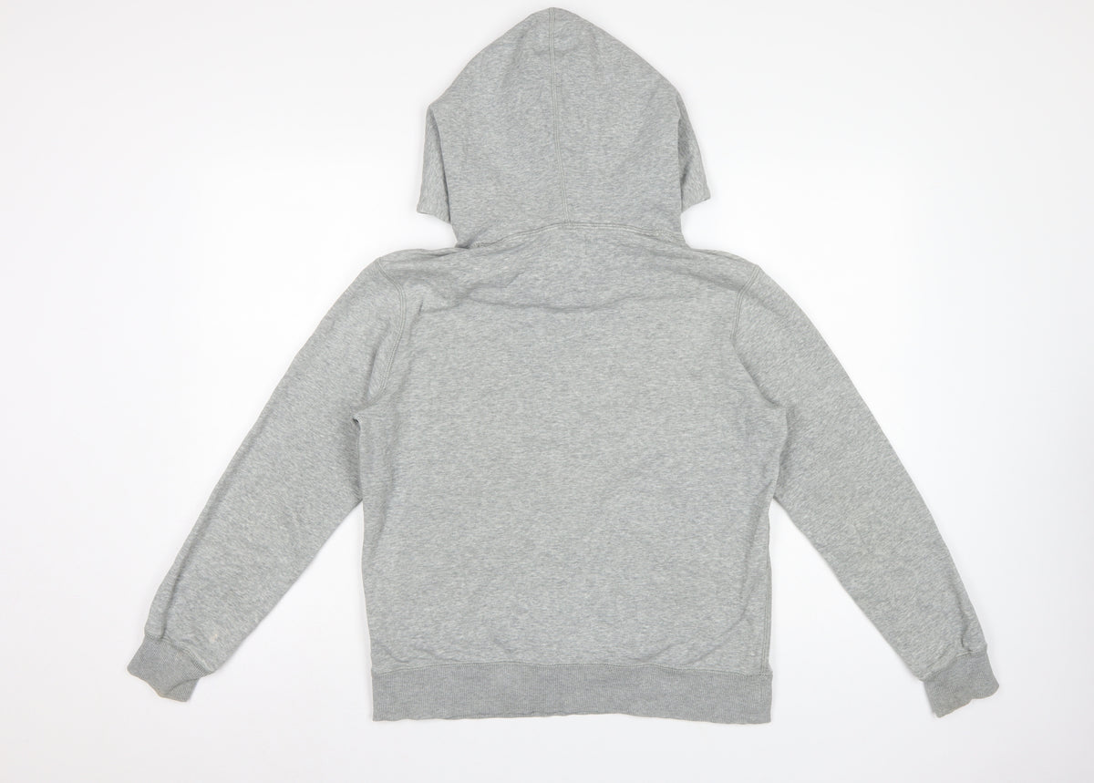 Converse Unisex Adults Grey M Pullover Hoodie Logo Fleece Drawstring