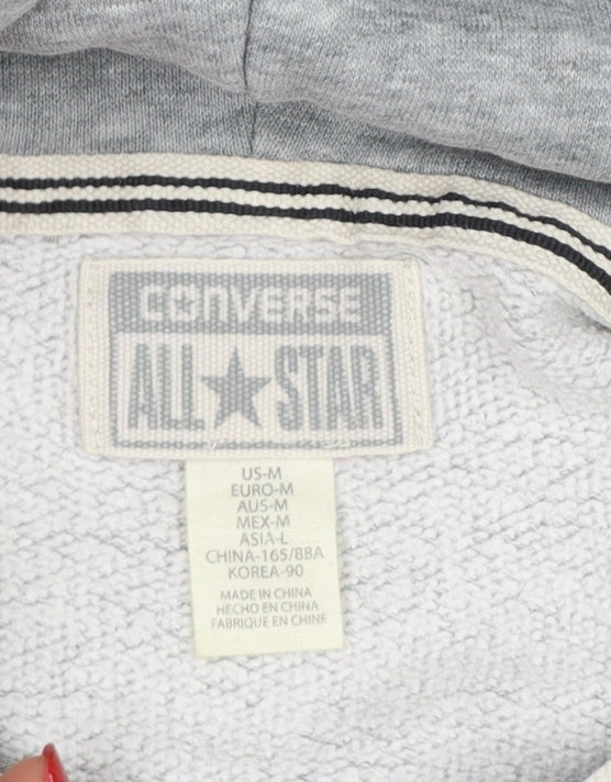 Converse Unisex Adults Grey M Pullover Hoodie Logo Fleece Drawstring