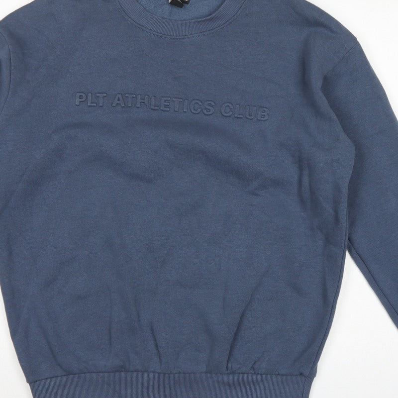 PrettyLittleThing Women's Blue S Pullover Sweatshirt PLT Athletics Logo