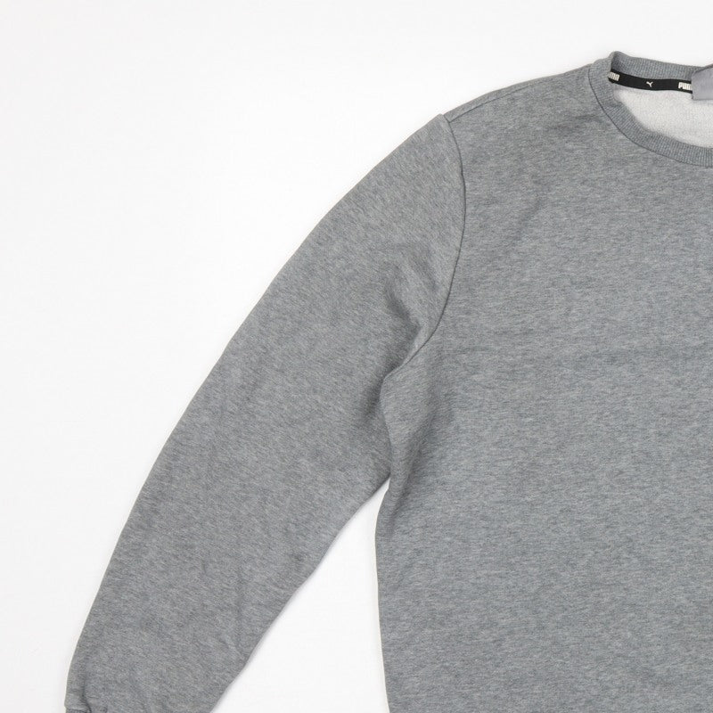 Puma Men's Grey M Pullover Crew Neck Logo Fleece Sweatshirt