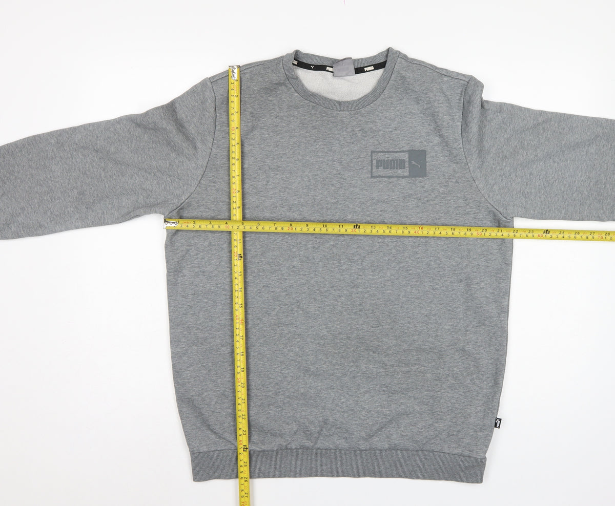 Puma Men's Grey M Pullover Crew Neck Logo Fleece Sweatshirt