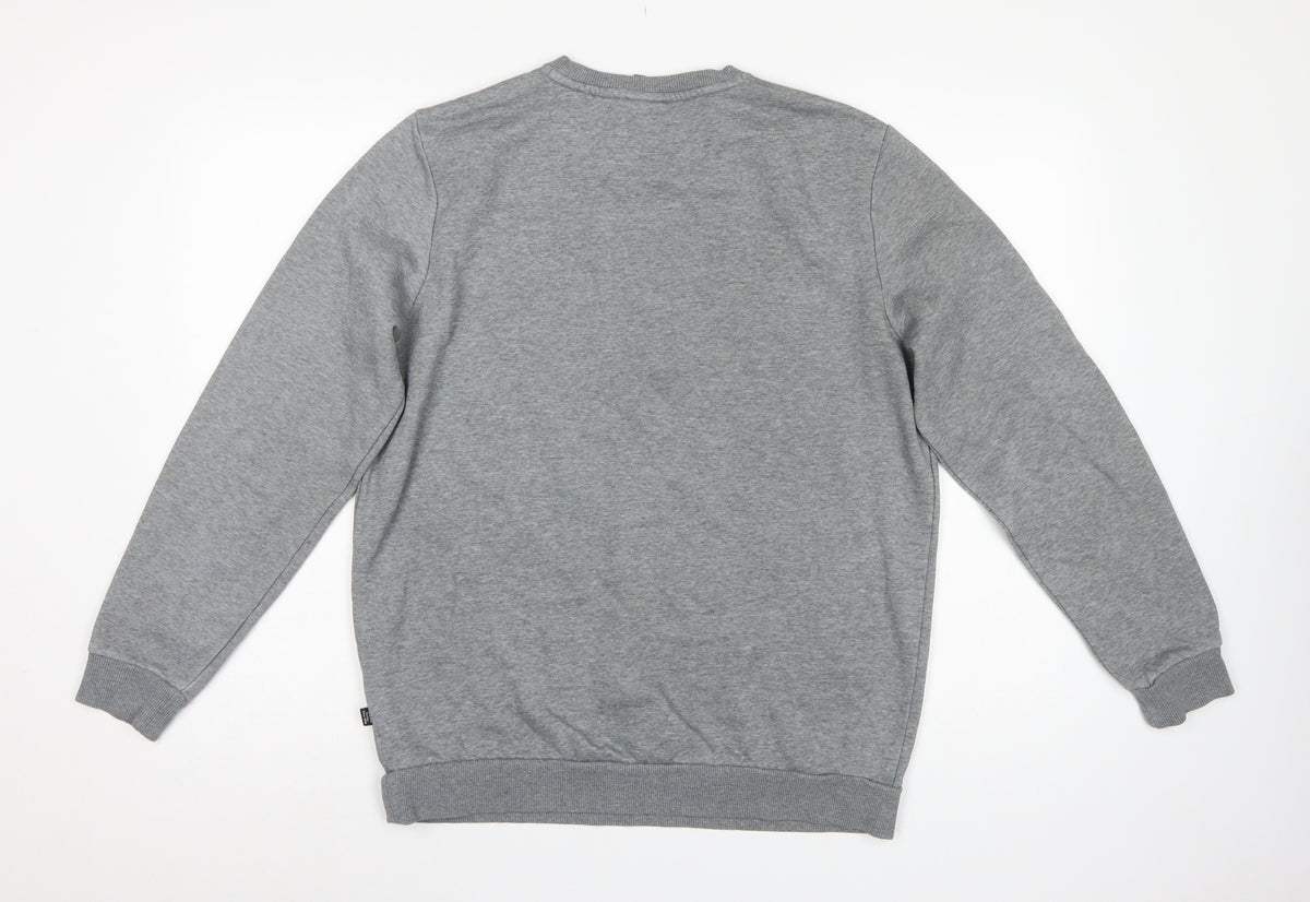 Puma Men's Grey M Pullover Crew Neck Logo Fleece Sweatshirt