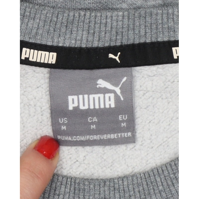 Puma Men's Grey M Pullover Crew Neck Logo Fleece Sweatshirt