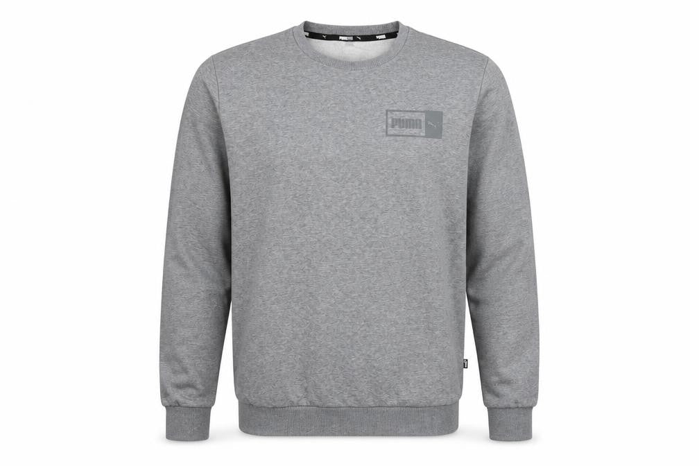 Puma Men's Grey M Pullover Crew Neck Logo Fleece Sweatshirt