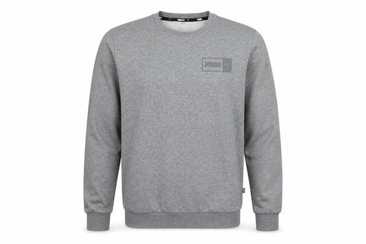 Puma Men's Grey M Pullover Crew Neck Logo Fleece Sweatshirt