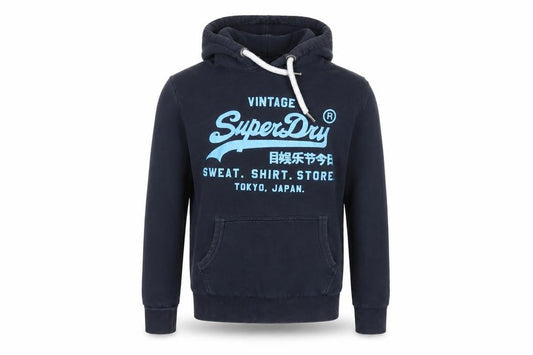 Superdry Men’s Blue Small Pullover Hoodie Tokyo Japan Graphic