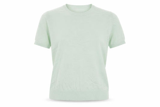 Marks & Spencer Women Mint Green L Merino Wool Short Sleeve Crew Jumper