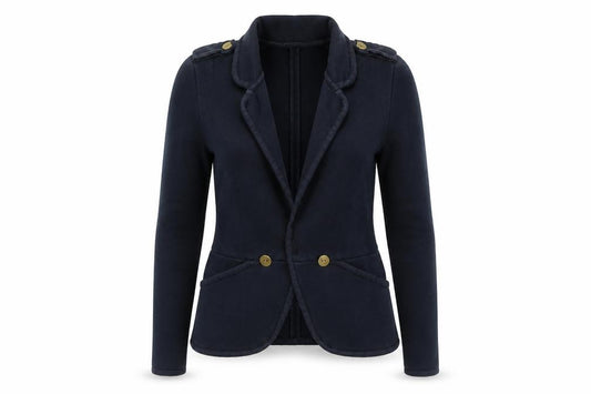 Whistles Women Blue UK 10 Cotton Zip Cardigan Collared Slim Fit