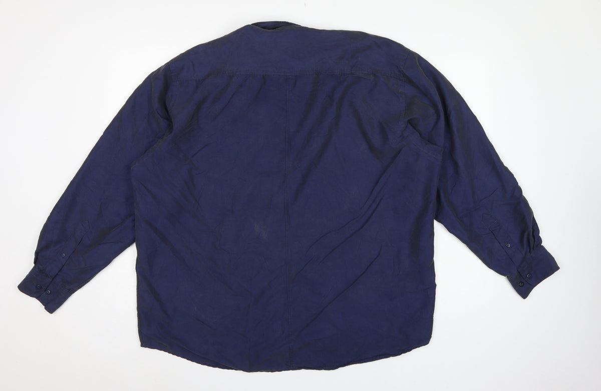 Marks and Spencer Men's Navy XL Lyocell Blend Button Down Casual Shirt