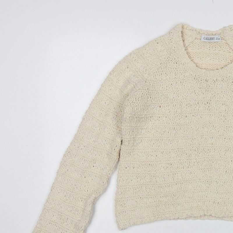 Gallery Women’s Ivory Chunky Knit Round Neck Pullover Jumper Size S