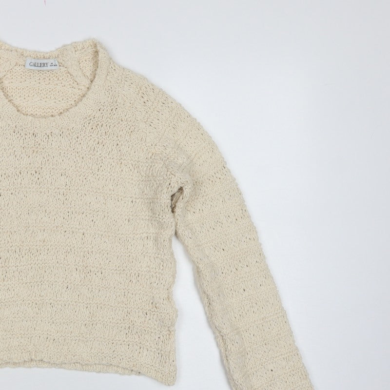Gallery Women’s Ivory Chunky Knit Round Neck Pullover Jumper Size S