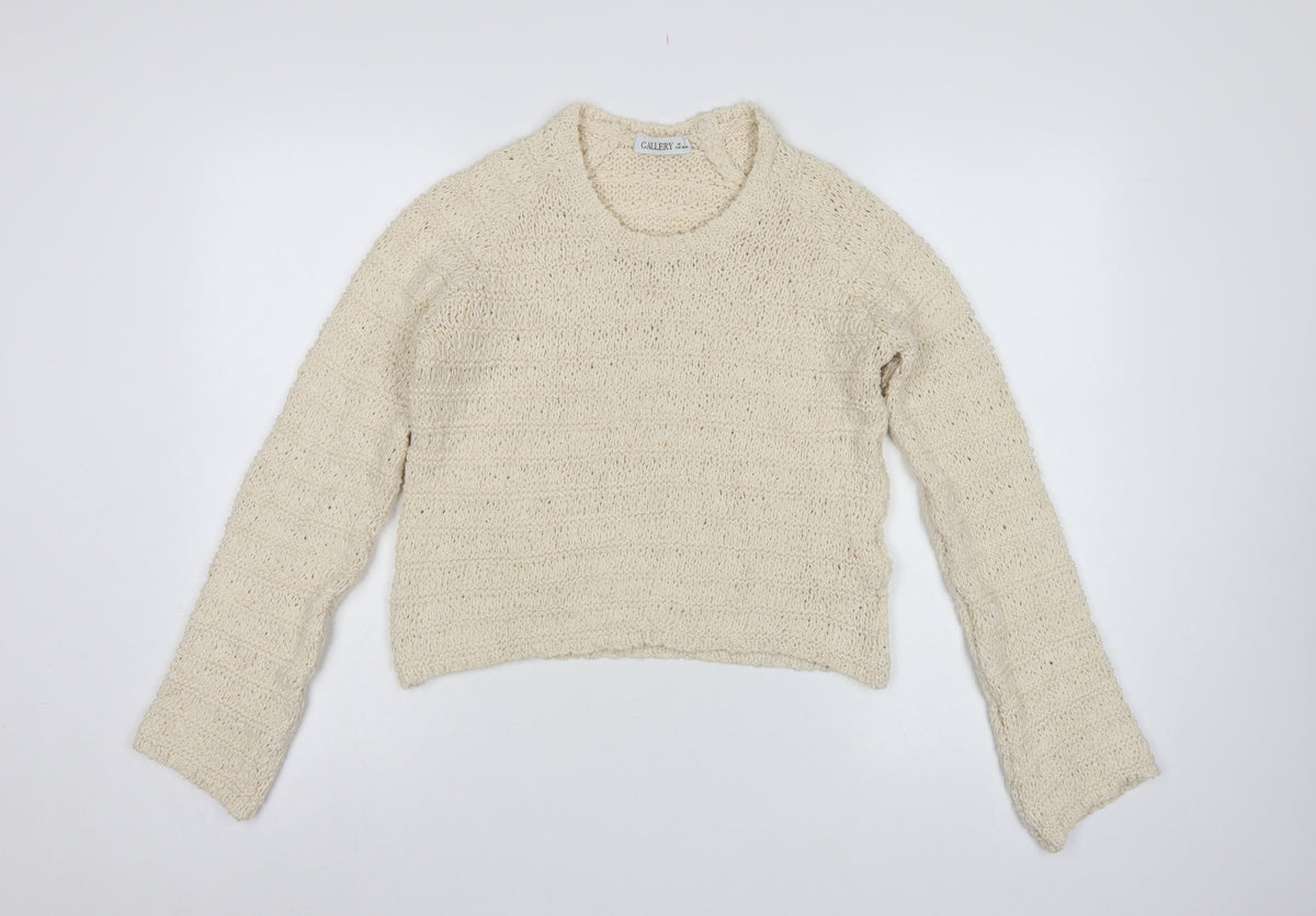 Gallery Women’s Ivory Chunky Knit Round Neck Pullover Jumper Size S