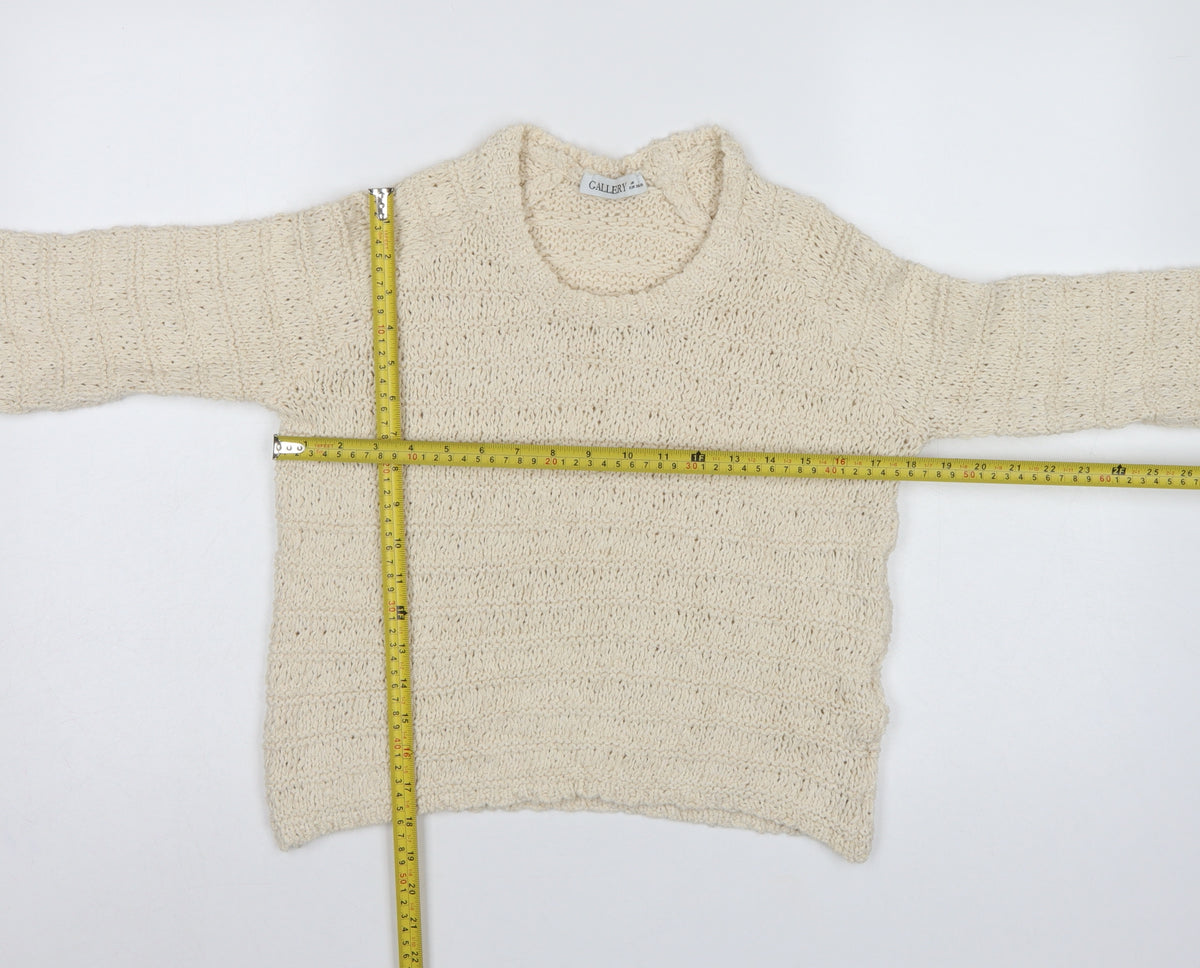 Gallery Women’s Ivory Chunky Knit Round Neck Pullover Jumper Size S