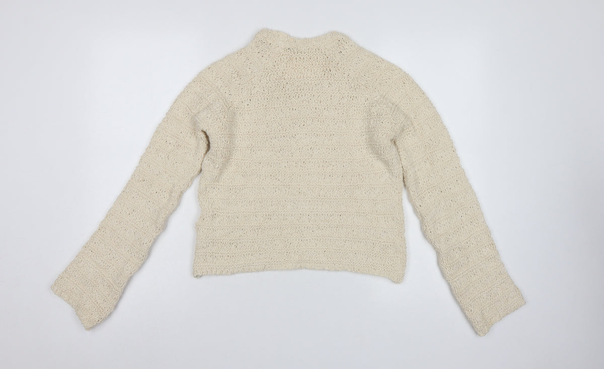 Gallery Women’s Ivory Chunky Knit Round Neck Pullover Jumper Size S