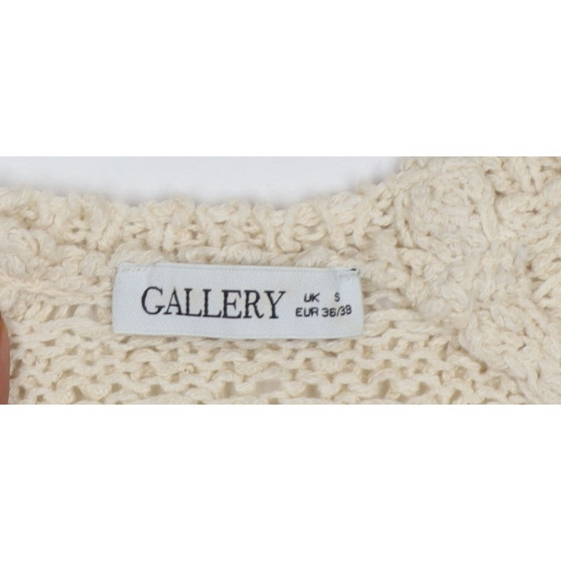 Gallery Women’s Ivory Chunky Knit Round Neck Pullover Jumper Size S