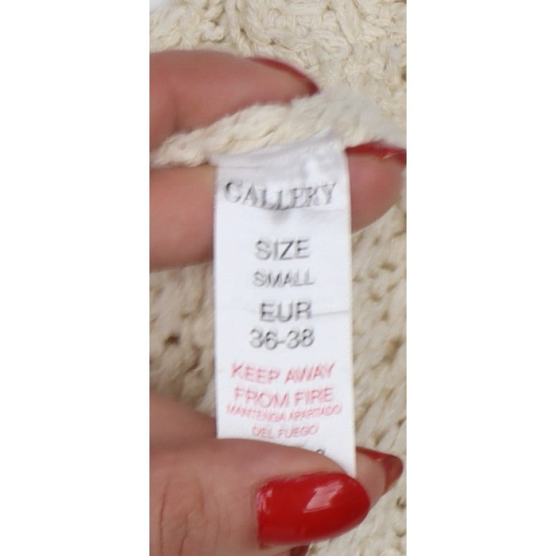 Gallery Women’s Ivory Chunky Knit Round Neck Pullover Jumper Size S