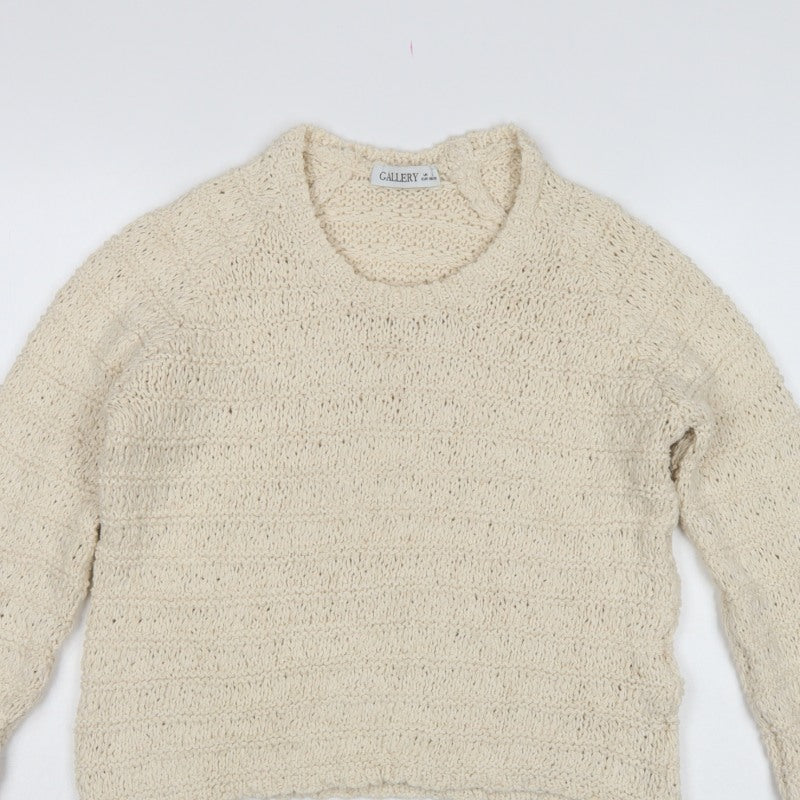 Gallery Women’s Ivory Chunky Knit Round Neck Pullover Jumper Size S
