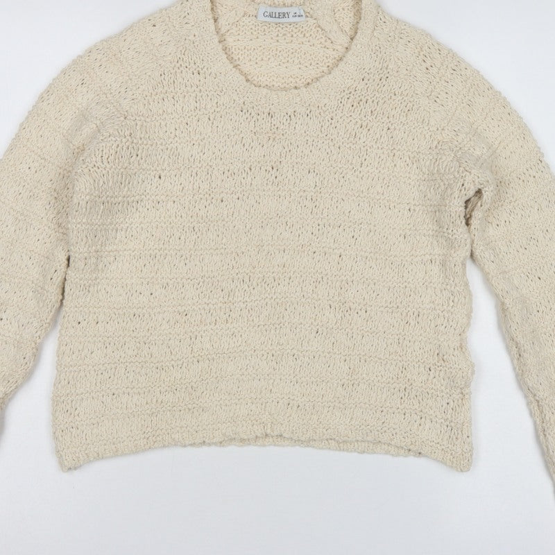 Gallery Women’s Ivory Chunky Knit Round Neck Pullover Jumper Size S