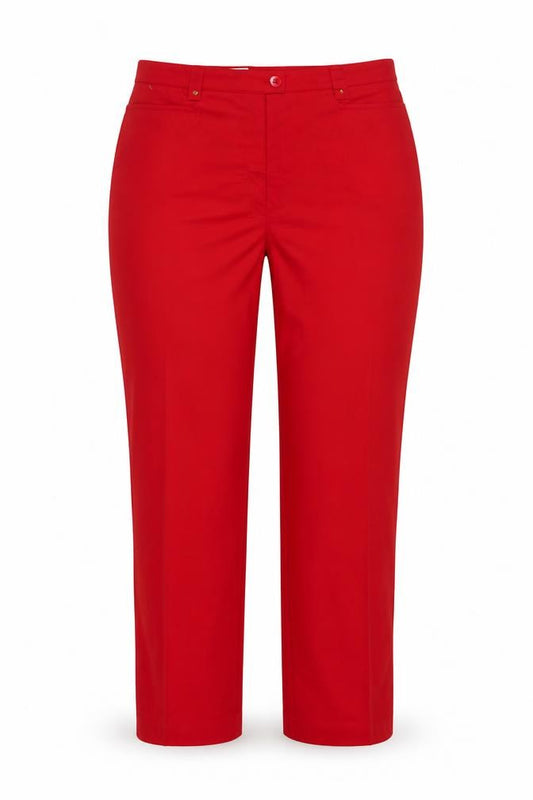 Basler Women Red UK 16 Straight Leg Wool Blend Dress Trousers