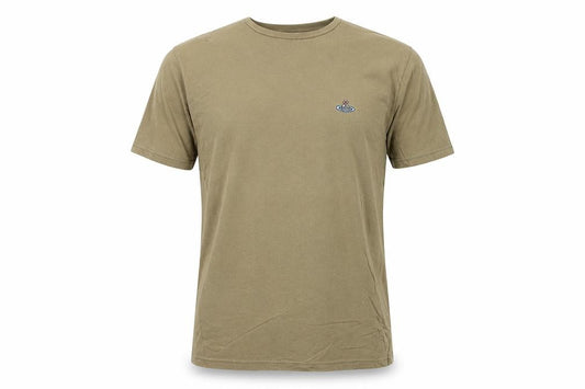 Vivienne Westwood Men’s Beige M Orb Embroidered Cotton Crew Neck T-Shirt