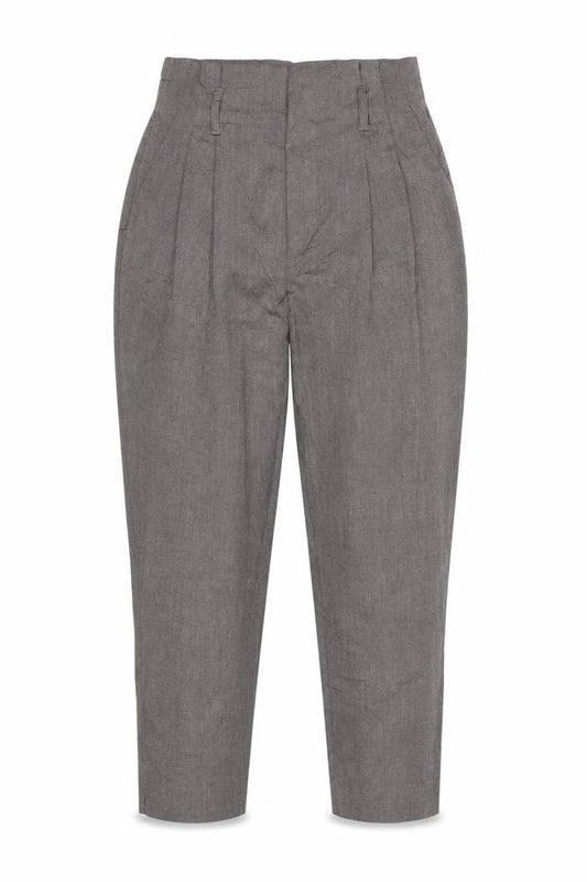 H&M Women Grey High Rise Pleated Tapered Dress Trousers UK 8