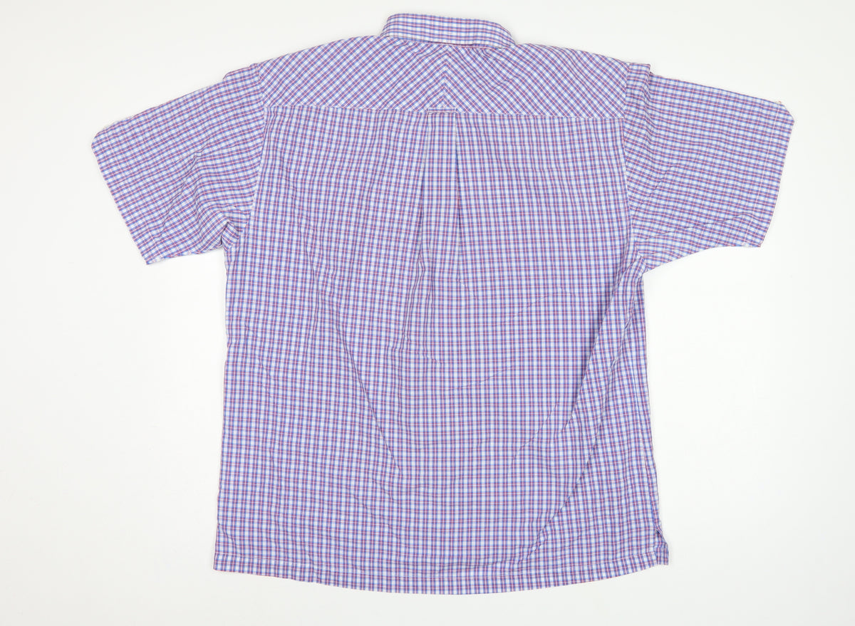 Ben Sherman Men’s L Blue Red Check Short Sleeve Button-Down Shirt