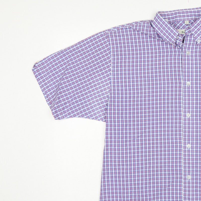 Ben Sherman Men’s L Blue Red Check Short Sleeve Button-Down Shirt