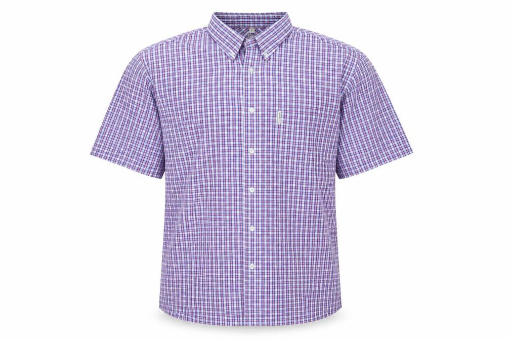 Ben Sherman Men’s L Blue Red Check Short Sleeve Button-Down Shirt