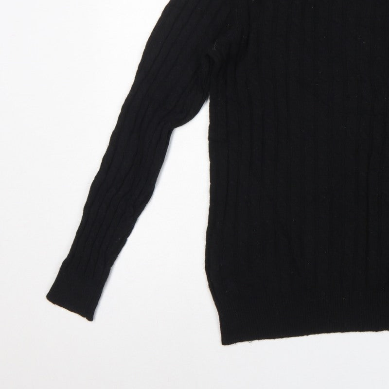 Jack Wills Men’s Black M Marlow Cable Knit Wool Blend Crew Neck Jumper