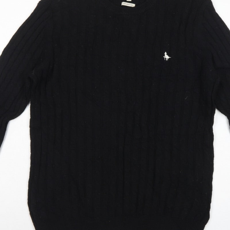 Jack Wills Men’s Black M Marlow Cable Knit Wool Blend Crew Neck Jumper