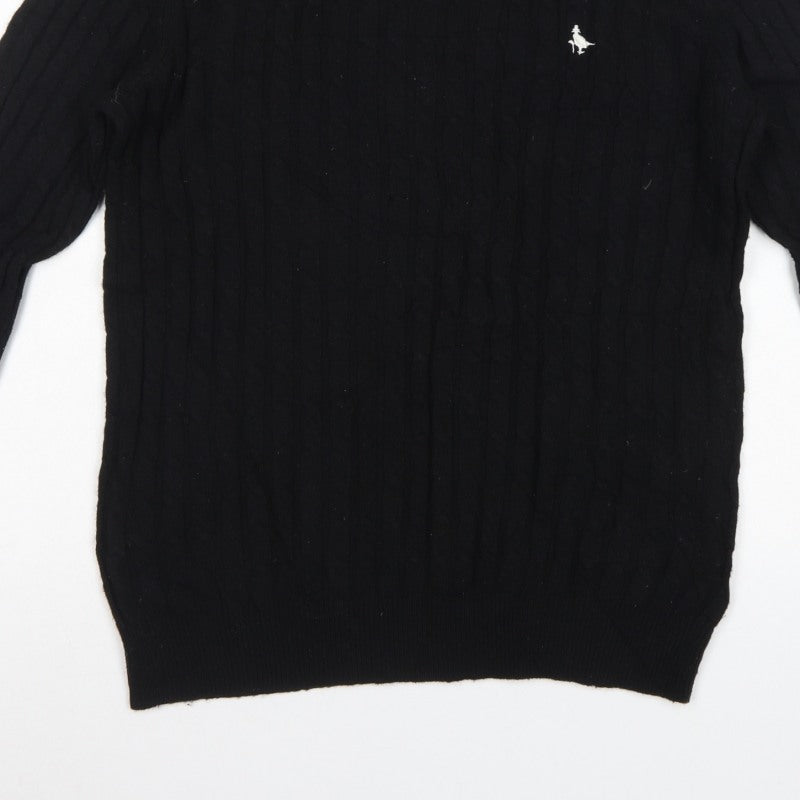 Jack Wills Men’s Black M Marlow Cable Knit Wool Blend Crew Neck Jumper