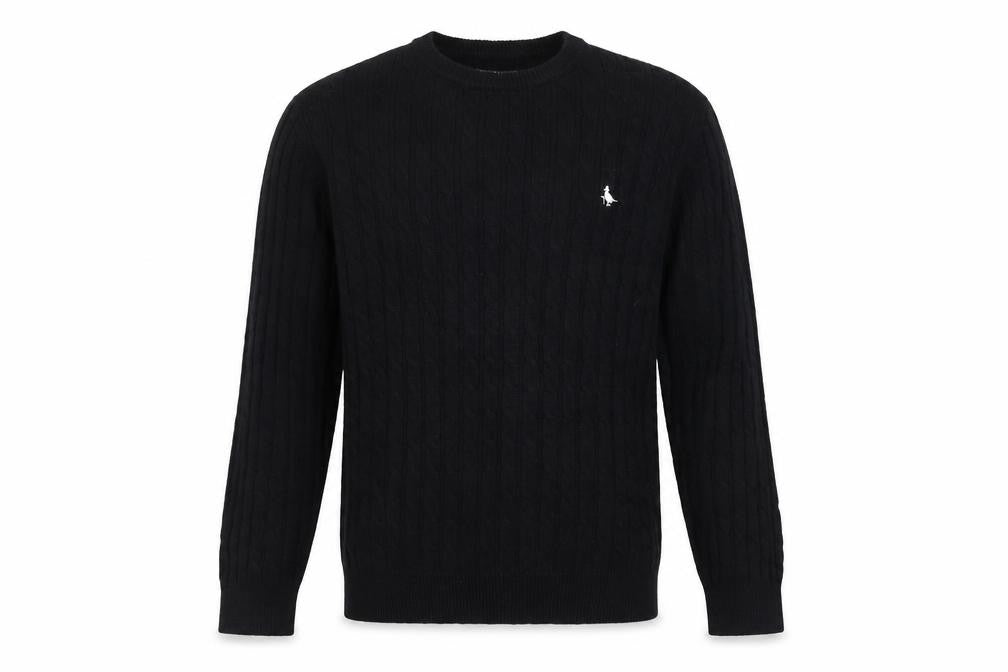 Jack Wills Men’s Black M Marlow Cable Knit Wool Blend Crew Neck Jumper