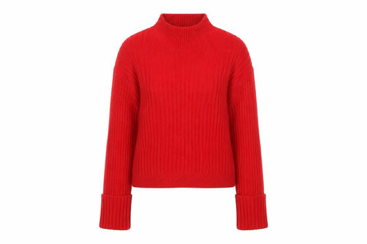 Everlane Women Red XS Organic Cotton Ribbed Roll Neck Jumper
