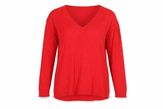 Next Women’s Red V-Neck Fine Knit Long Sleeve Pullover Jumper UK 14