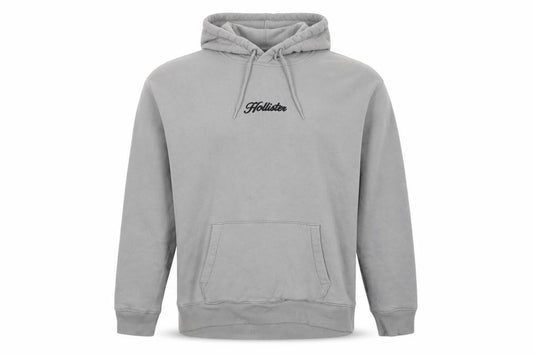 Hollister Men’s Grey XL Pullover Hoodie Embroidered Logo Fleece