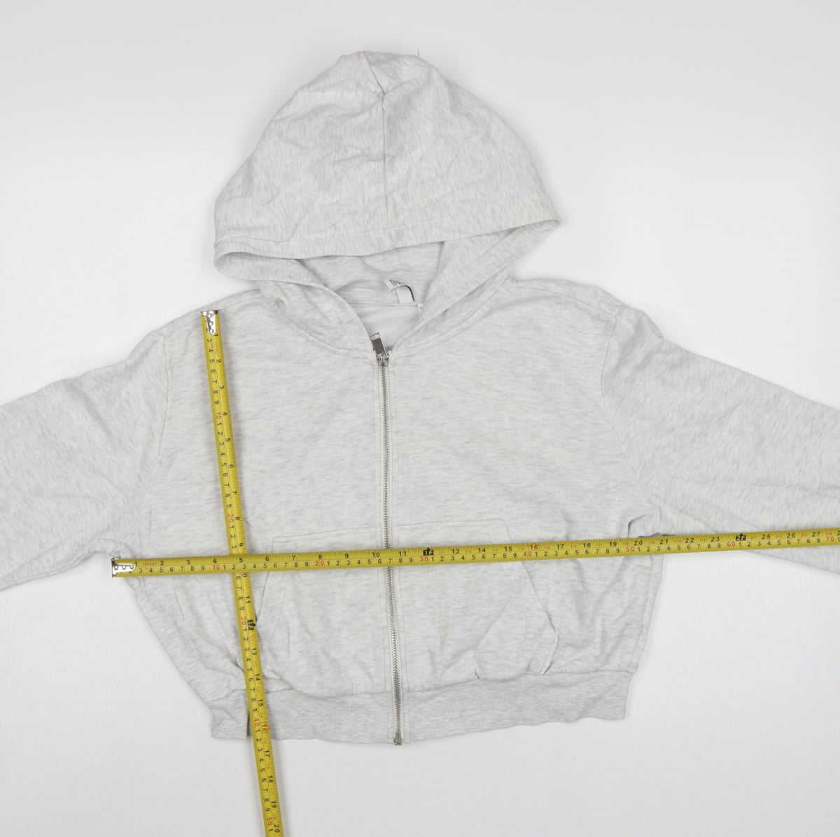 H&M Basic Women’s Grey Full Zip Hoodie UK 16 L Hooded Pockets