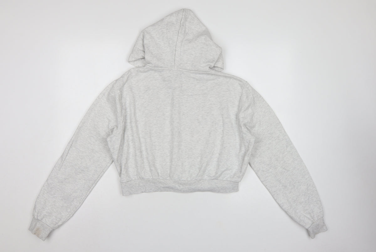 H&M Basic Women’s Grey Full Zip Hoodie UK 16 L Hooded Pockets