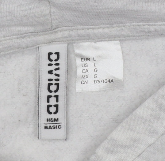 H&M Basic Women’s Grey Full Zip Hoodie UK 16 L Hooded Pockets