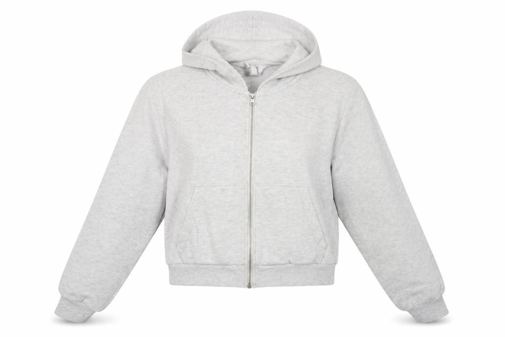 H&M Basic Women’s Grey Full Zip Hoodie UK 16 L Hooded Pockets
