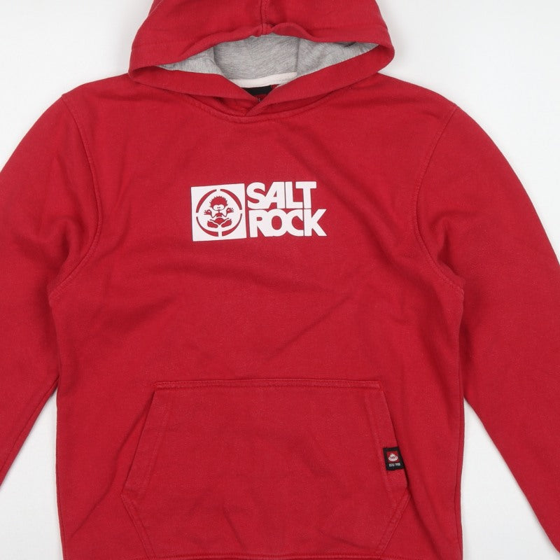 Saltrock Boys Red Age 13 Pullover Hoodie Logo Graphic Fleece