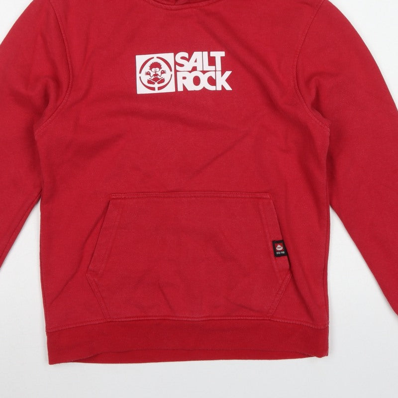 Saltrock Boys Red Age 13 Pullover Hoodie Logo Graphic Fleece