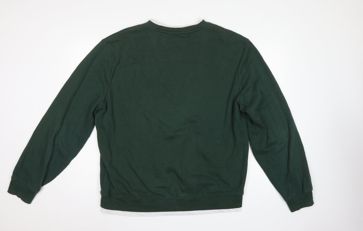 Threadbare Men’s Green 2XL Regular Fit Layered Crew Neck Sweatshirt